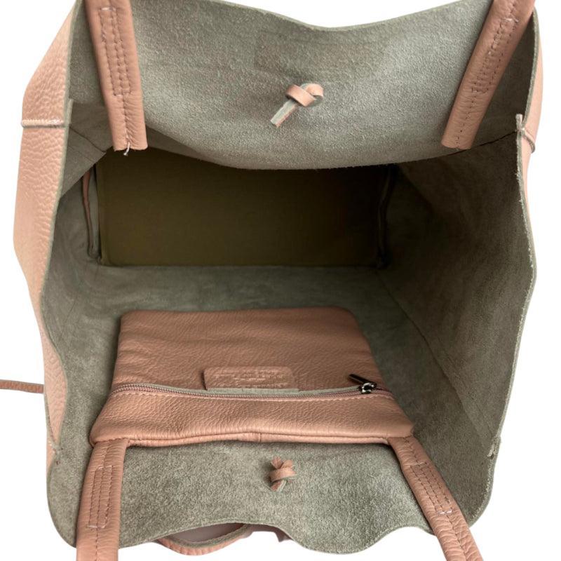 Geantă tip shopper din piele naturală Sienna - roz
