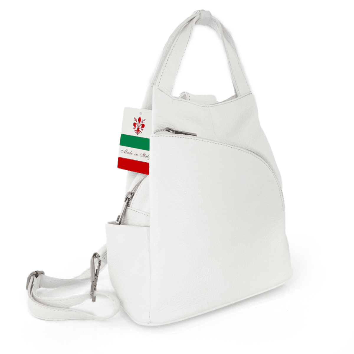 Rucsac din piele naturală Lara - alb