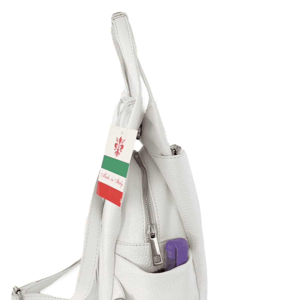 Rucsac din piele naturală Lara - alb