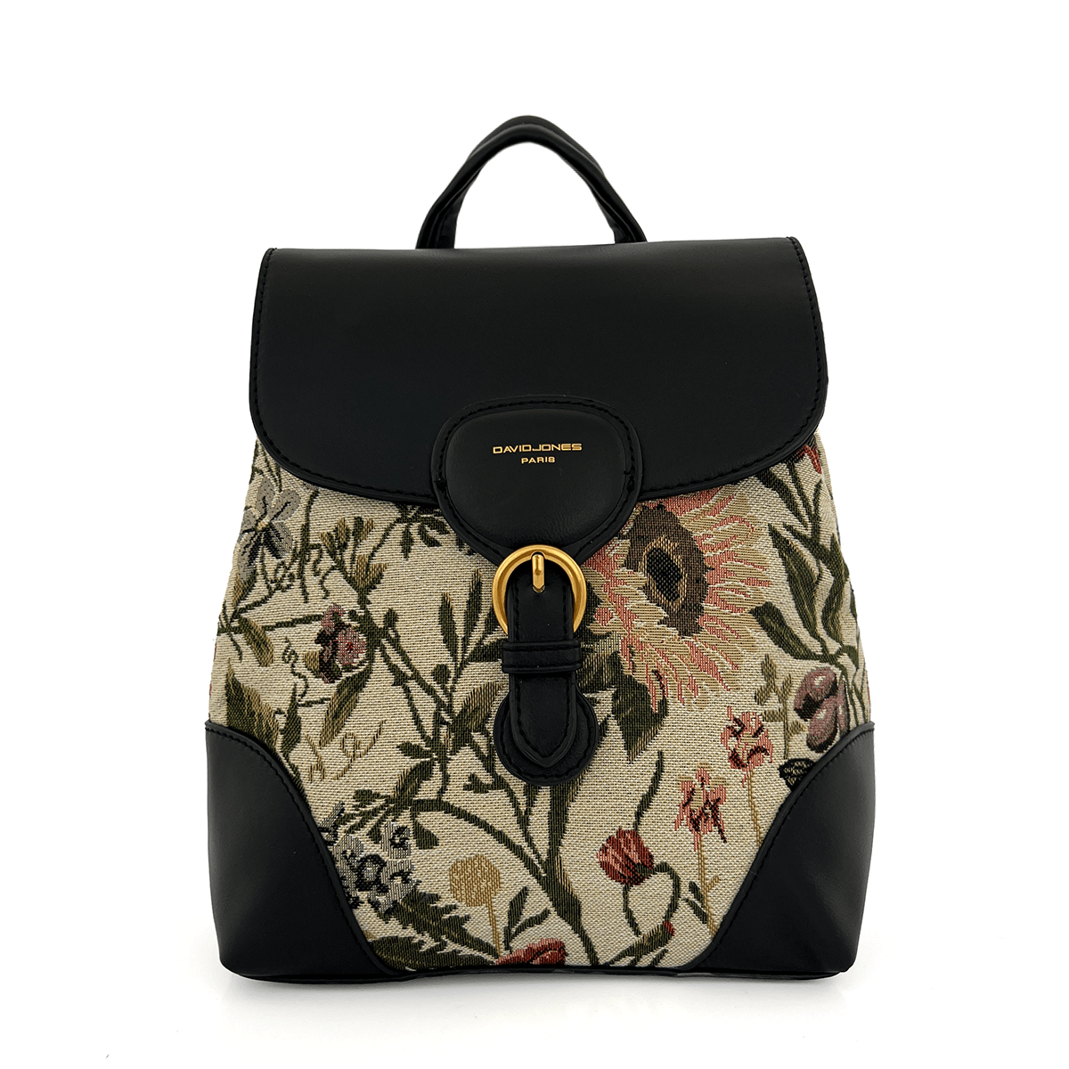 David Jones - Rucsac de damă cu imprimeu floral - negru