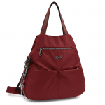 Rucsac de damă din material textil cu breloc Lida - bordo